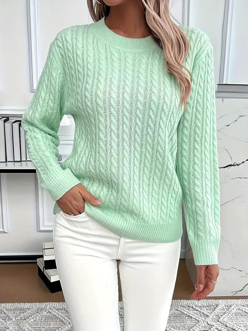 Women's Cable Knit Jumper - Light Green