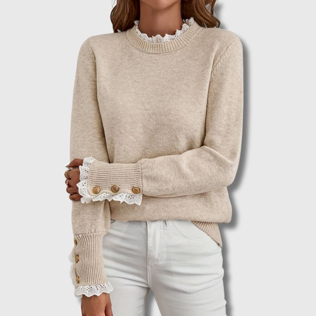 Women's Funnel Neck Jumper - Apricot