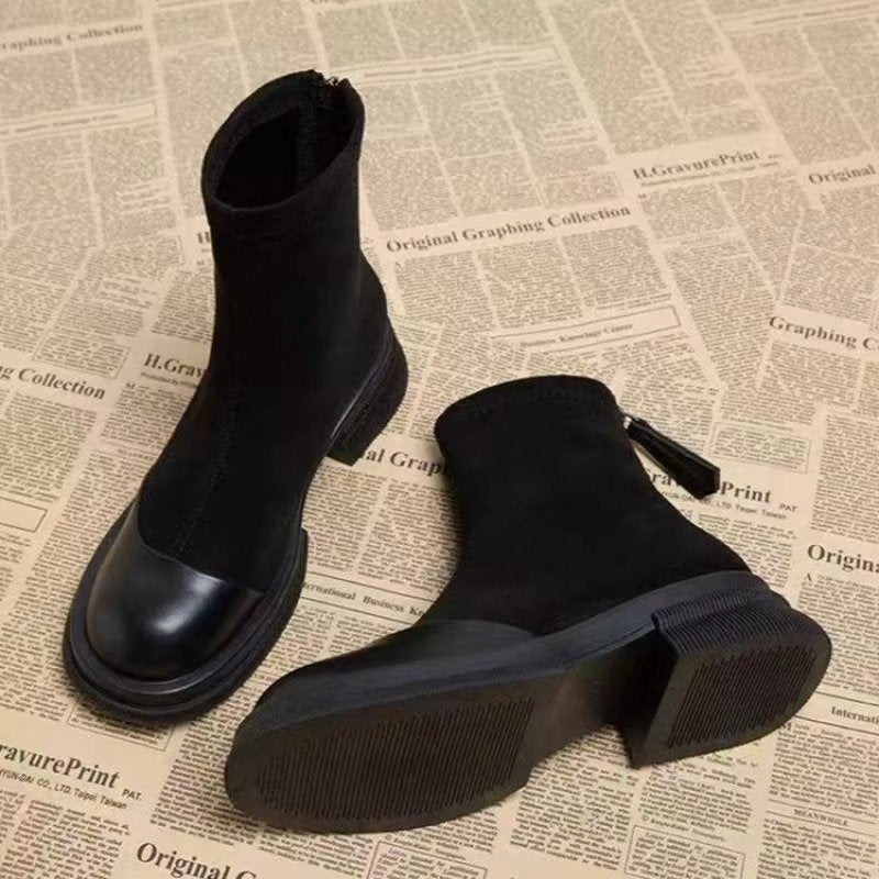 Women's Suede Ankle Boots - Black