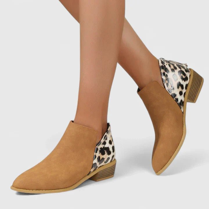 Women's Leopard Ankle Booties - Brown
