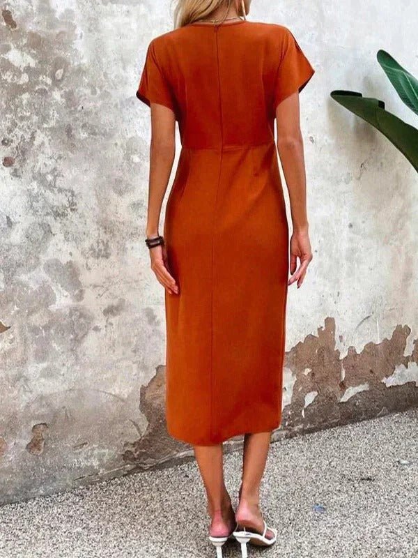 Women's Satin Wrap Midi Party Dress