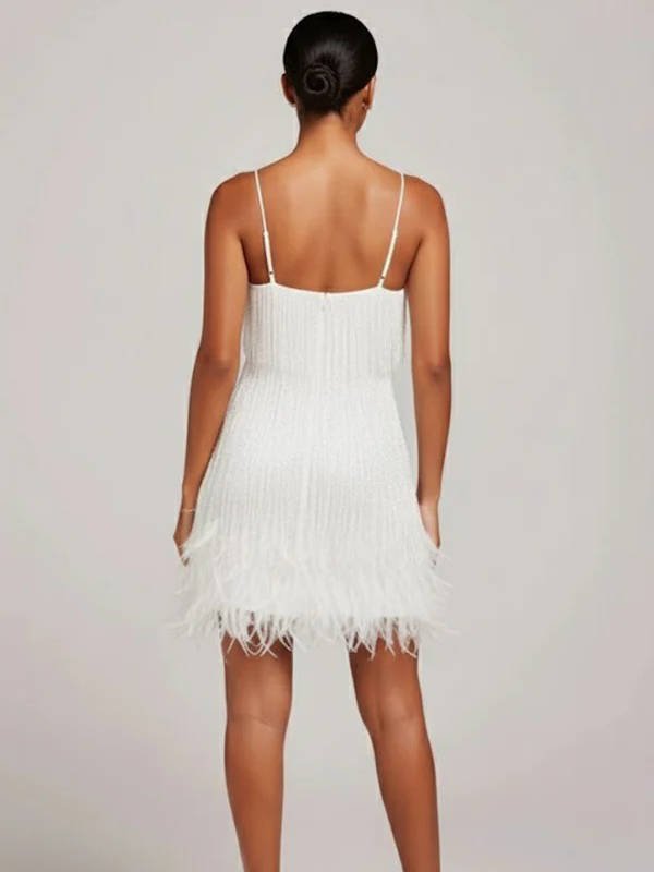 Women's Beaded Fringe Sequin Mini Party Dress