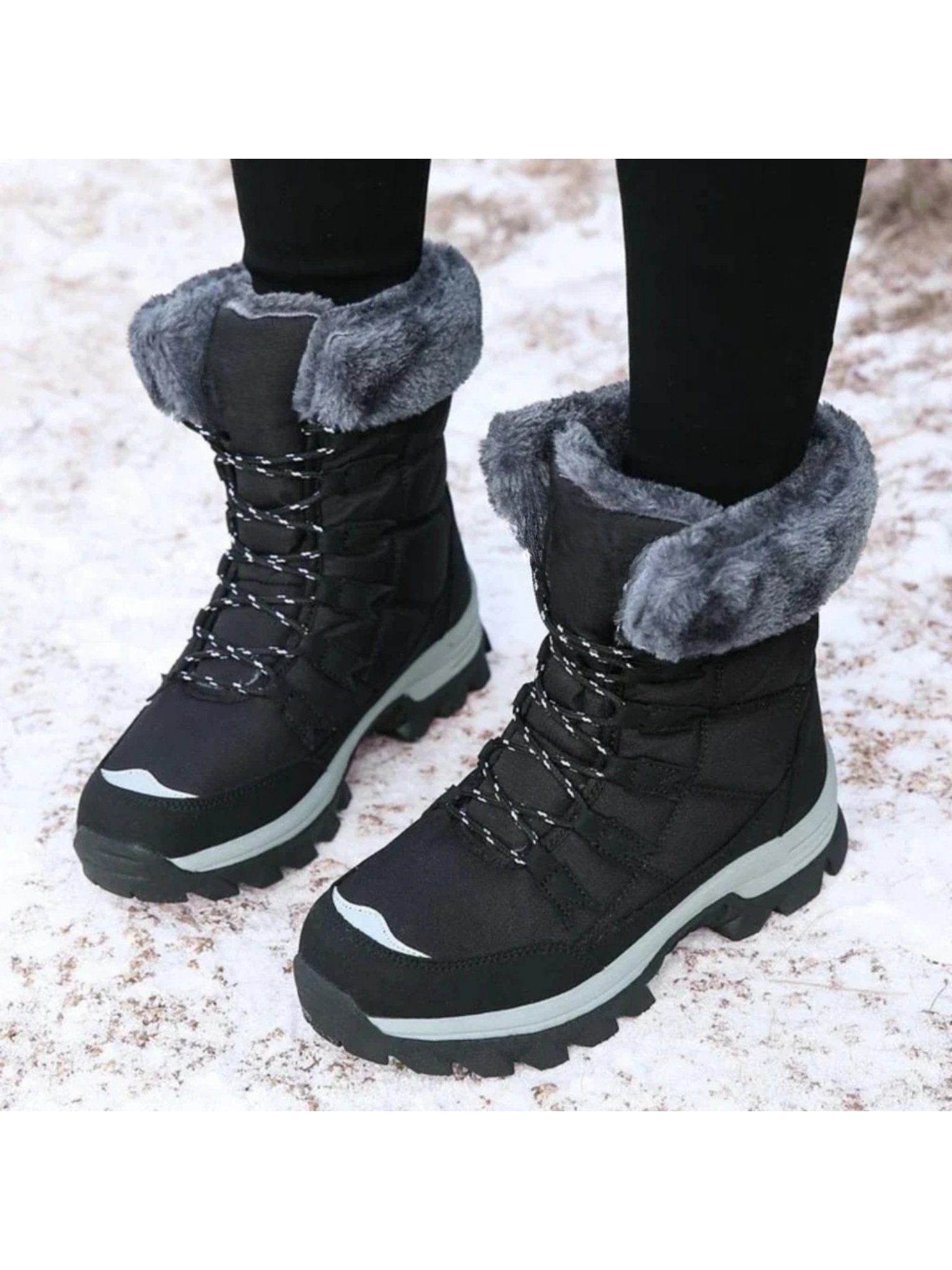 Women's Waterproof Snow Boots - Black
