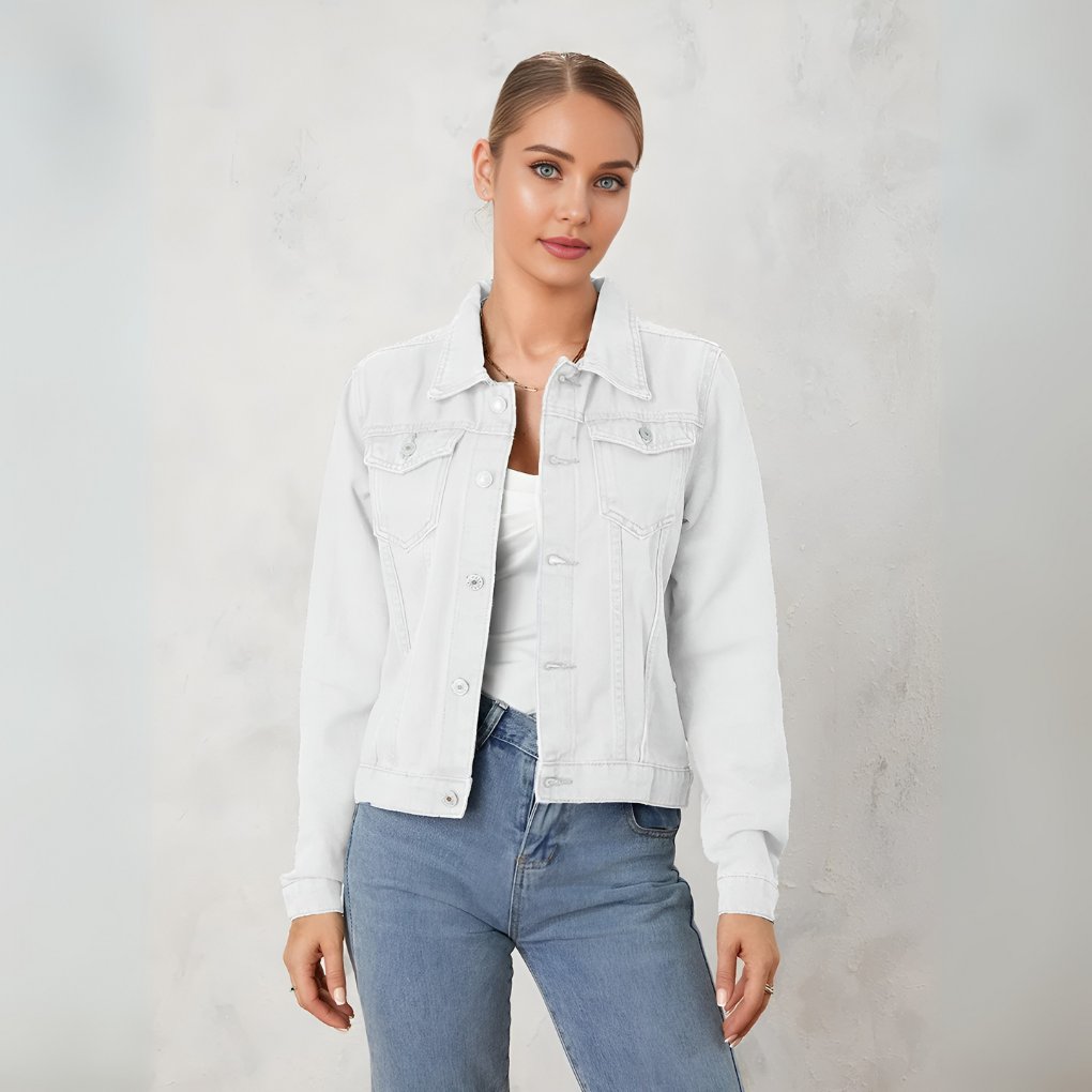 Women's Cropped Denim Jacket - White