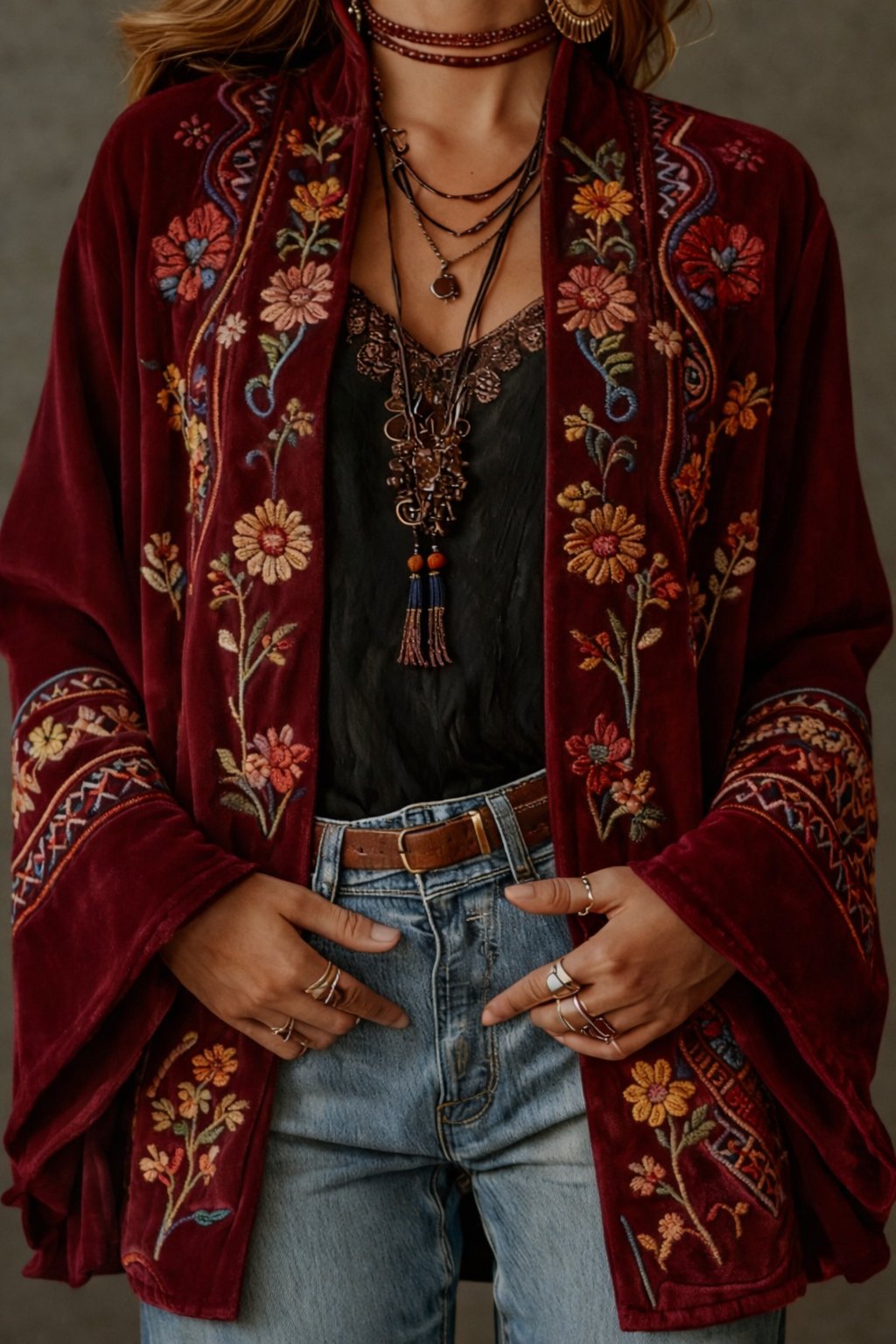 Women's Paisley Velvet Kimono