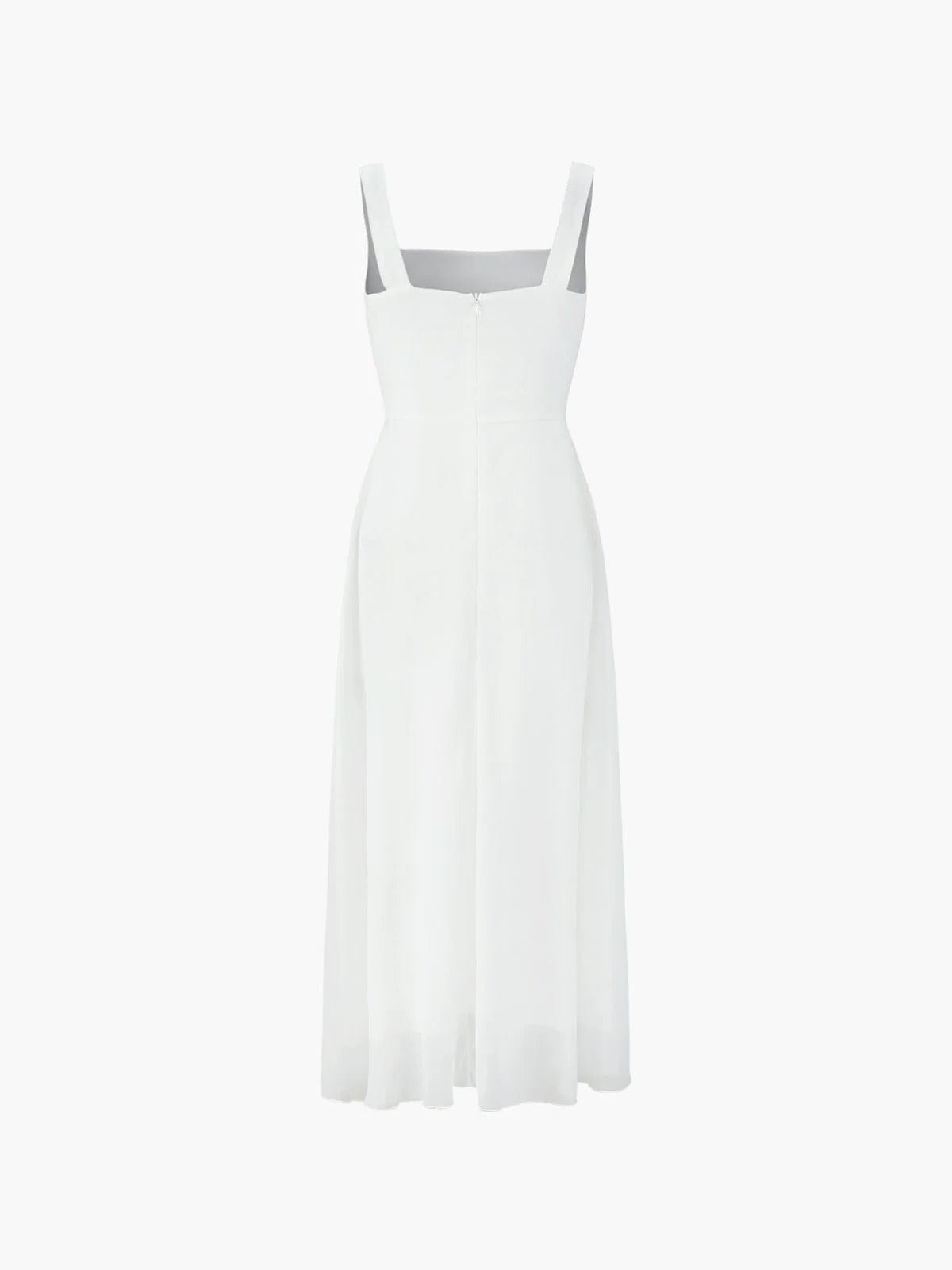 Women's Black Square Neck Satin Midi Party Dress