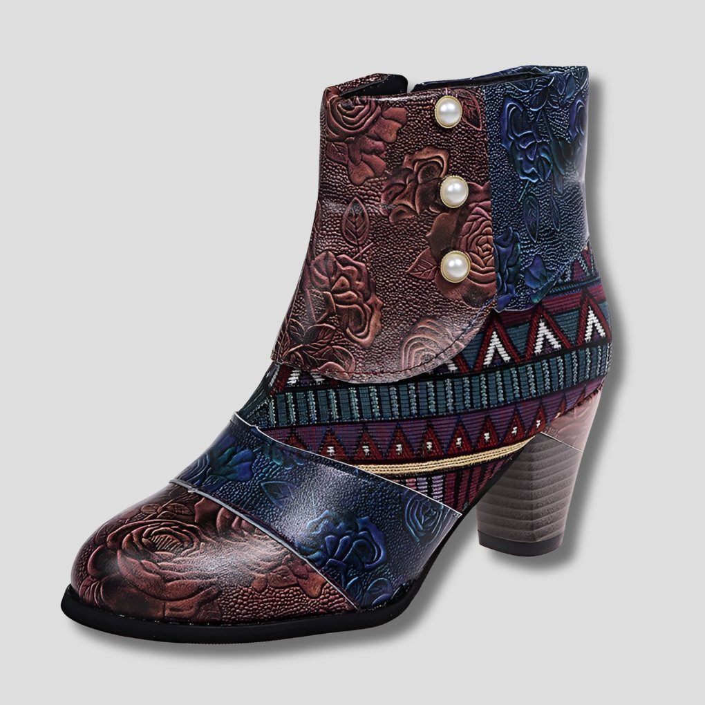 Women's Leather Ankle Boots - Gray