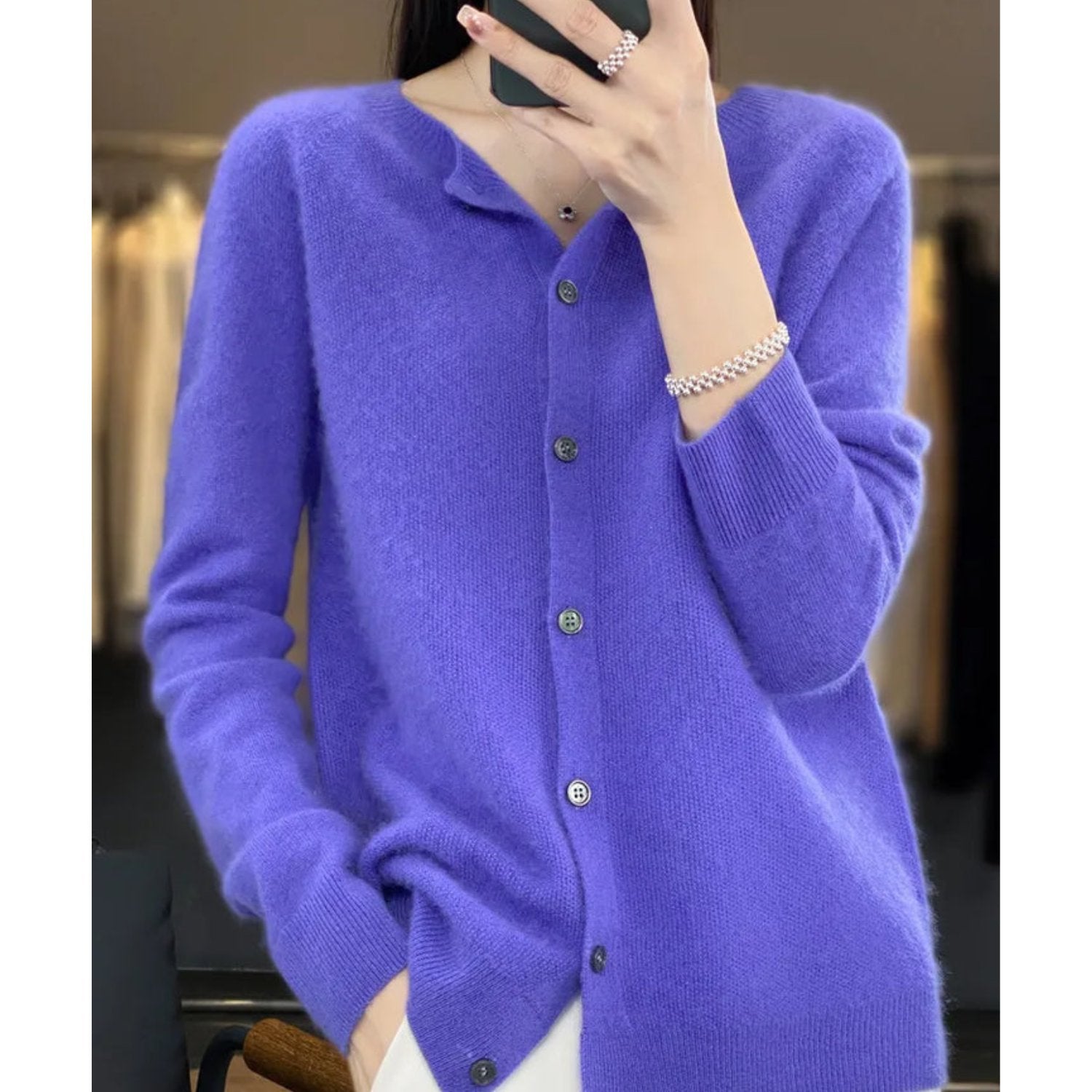 Women's Wool Cardigan - Dark blue