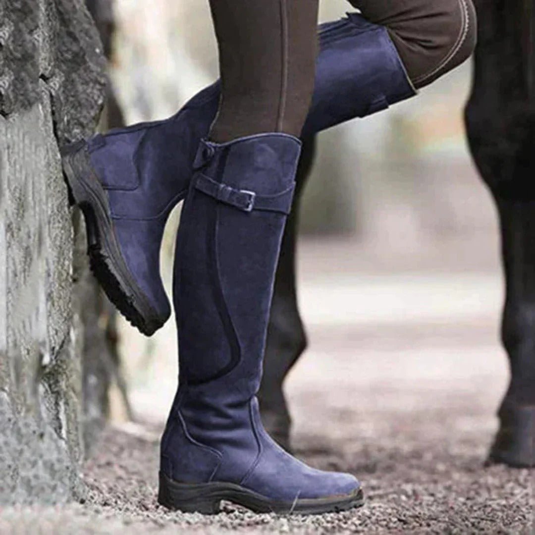 Women's Suede Knee-High Riding Boots - Purple