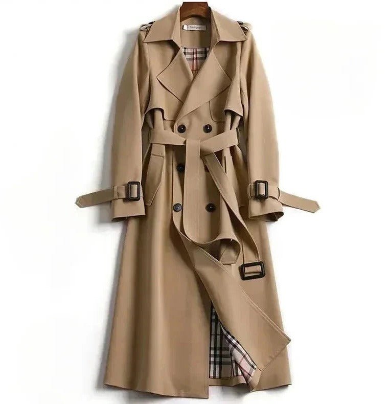Women's Longline Trench Coat - Brown