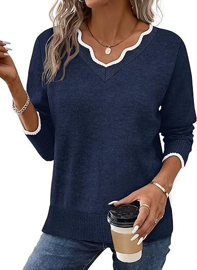 Women's V-Neck Jumper - Navy
