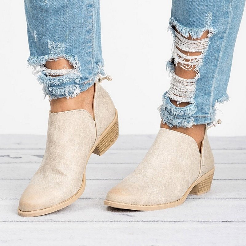 Women's Ankle Booties - Beige