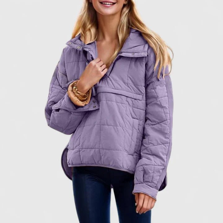 Women's Hooded Puffer Jacket - Purple