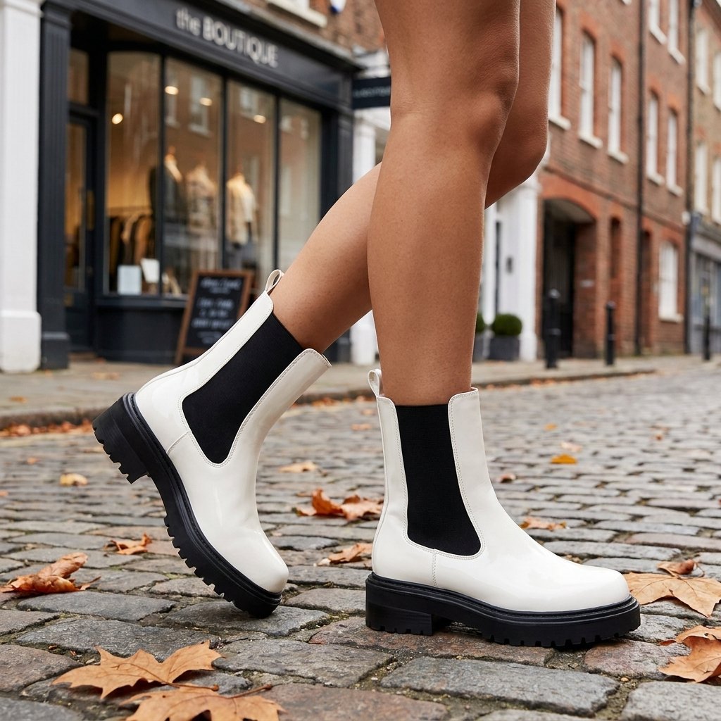 Women's Patent Leather Platform Chelsea Boots