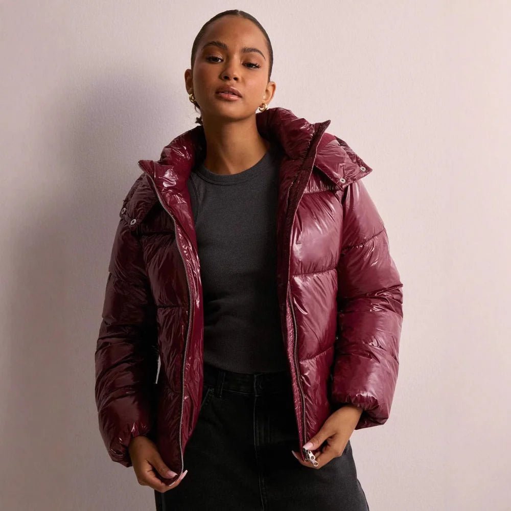 Women's Glossy Hooded Puffer Jacket
