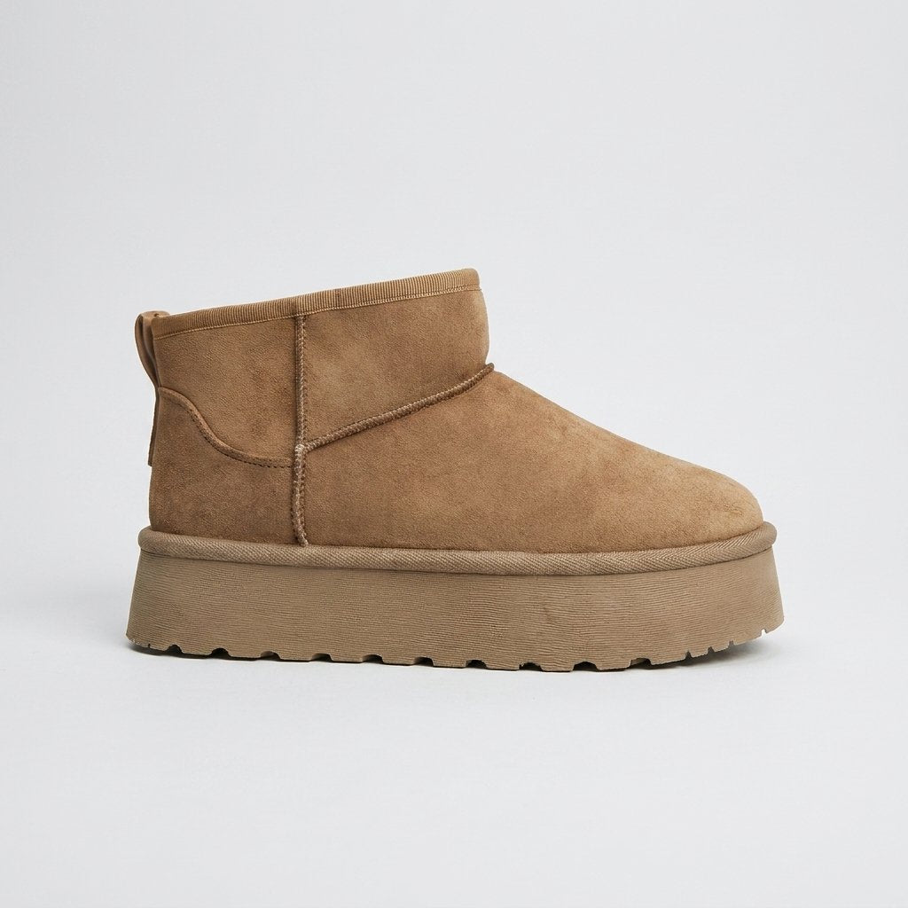 Women's Mini Platform Winter Boots - Brown