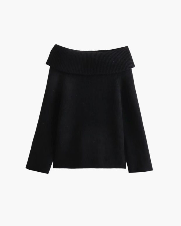 Women's Off-Shoulder Knit Ribbed Jumper