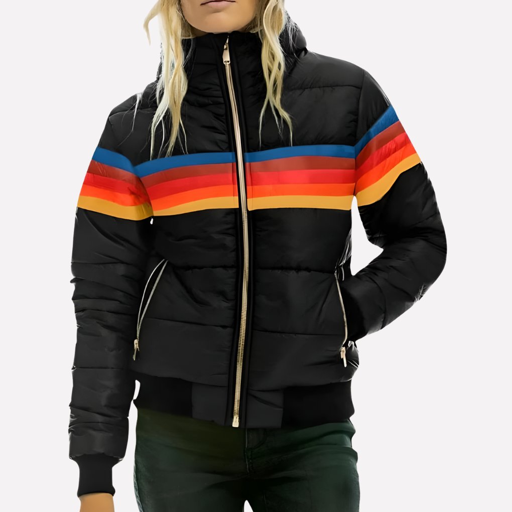 Women's Cropped Hooded Puffer Jacket - Black