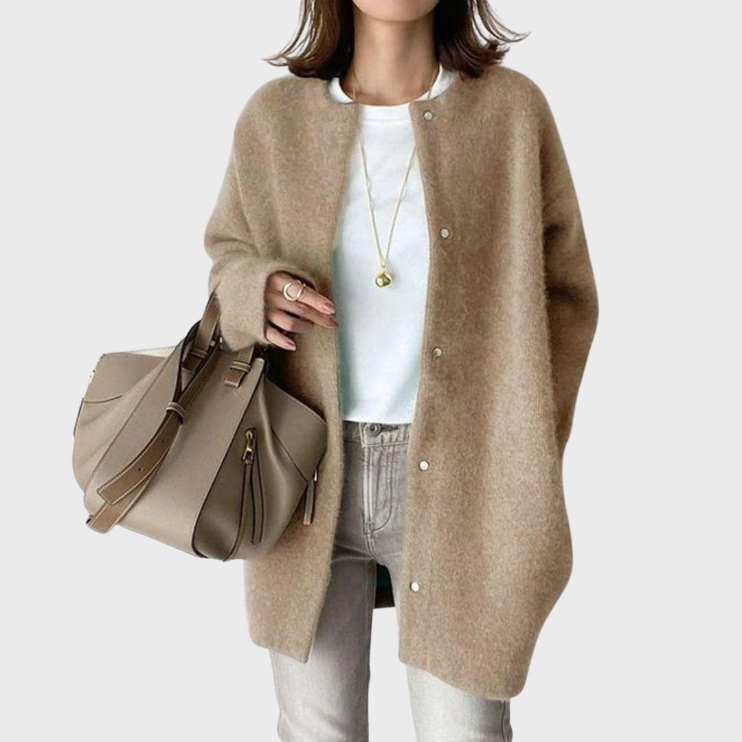 Women's Oversized Longline Wool Coat - Khaki