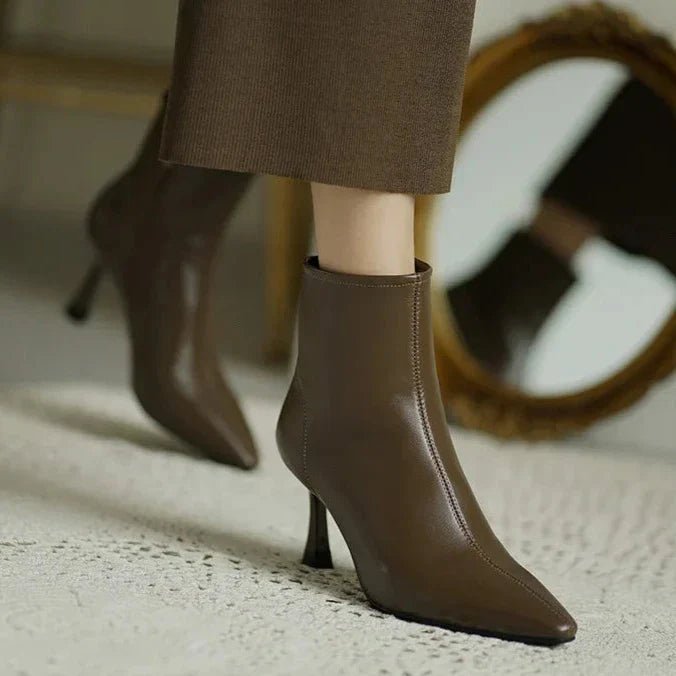 Women's Faux Leather Pointed-Toe Ankle Boots
