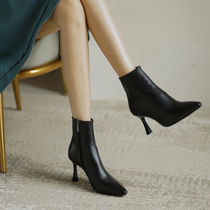 Women's Faux Leather Pointed-Toe Ankle Boots