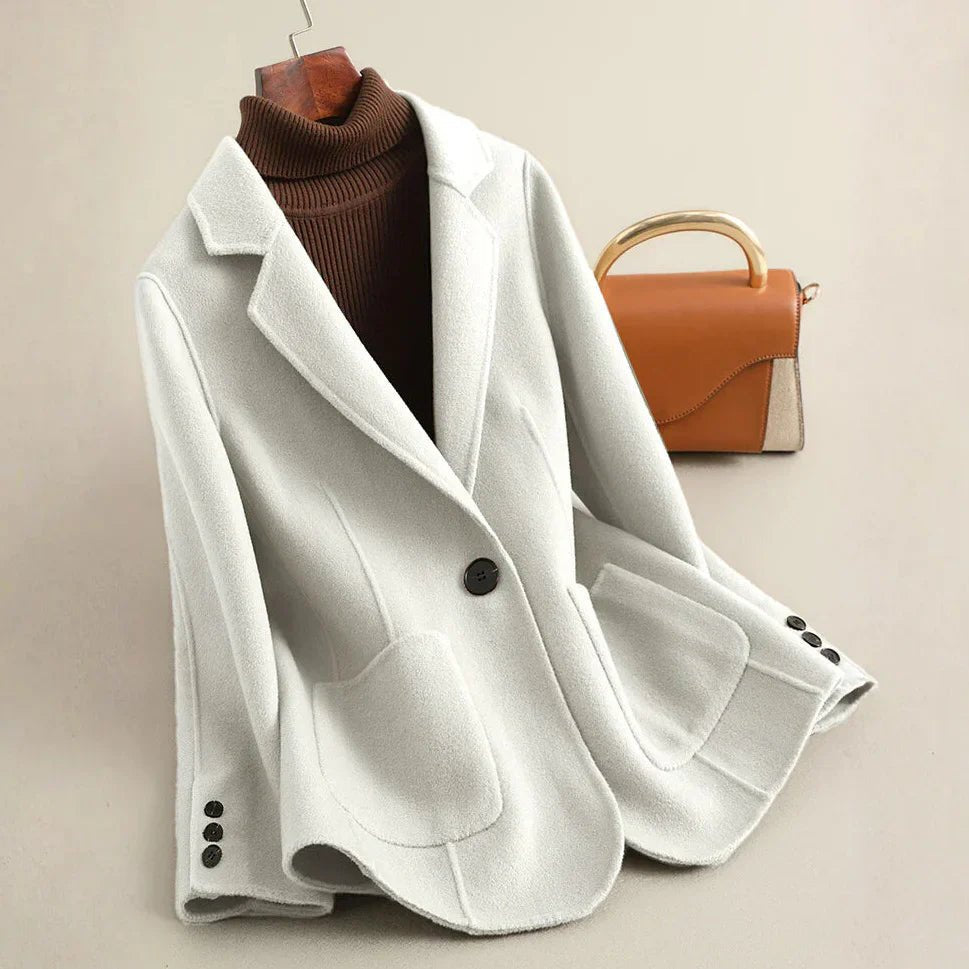 Women's Wool Blazer Coat - Ivory White