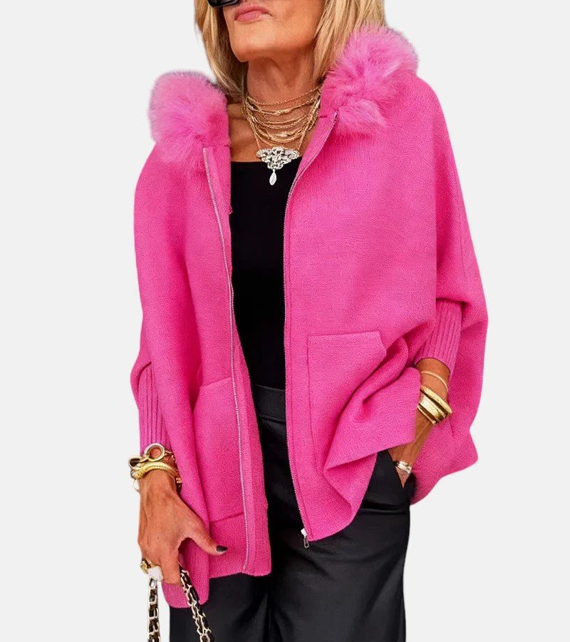 Women's Oversized Cape Hooded Faux Fur Wool Coat