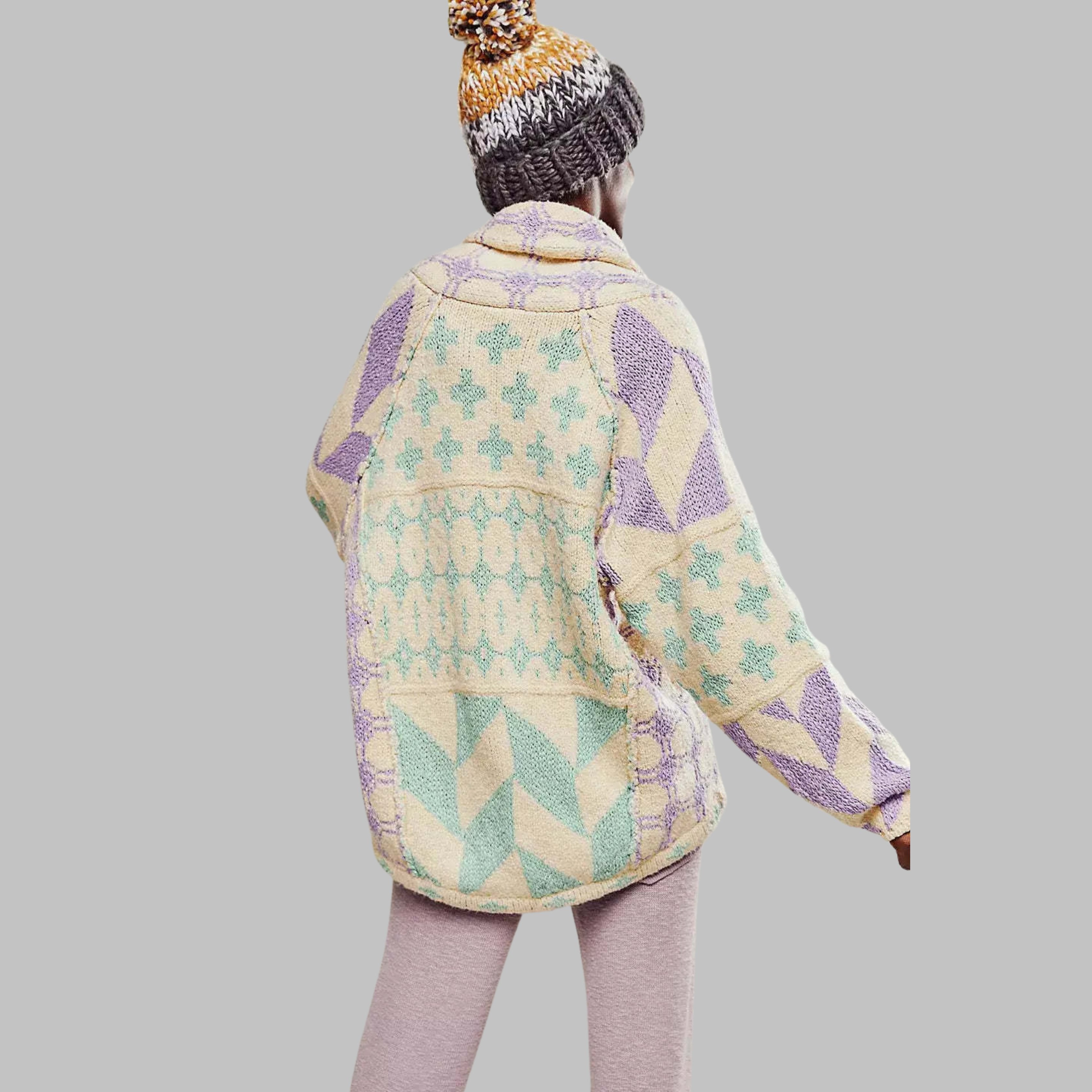 Women's Oversized Knit Jacket - Lavender