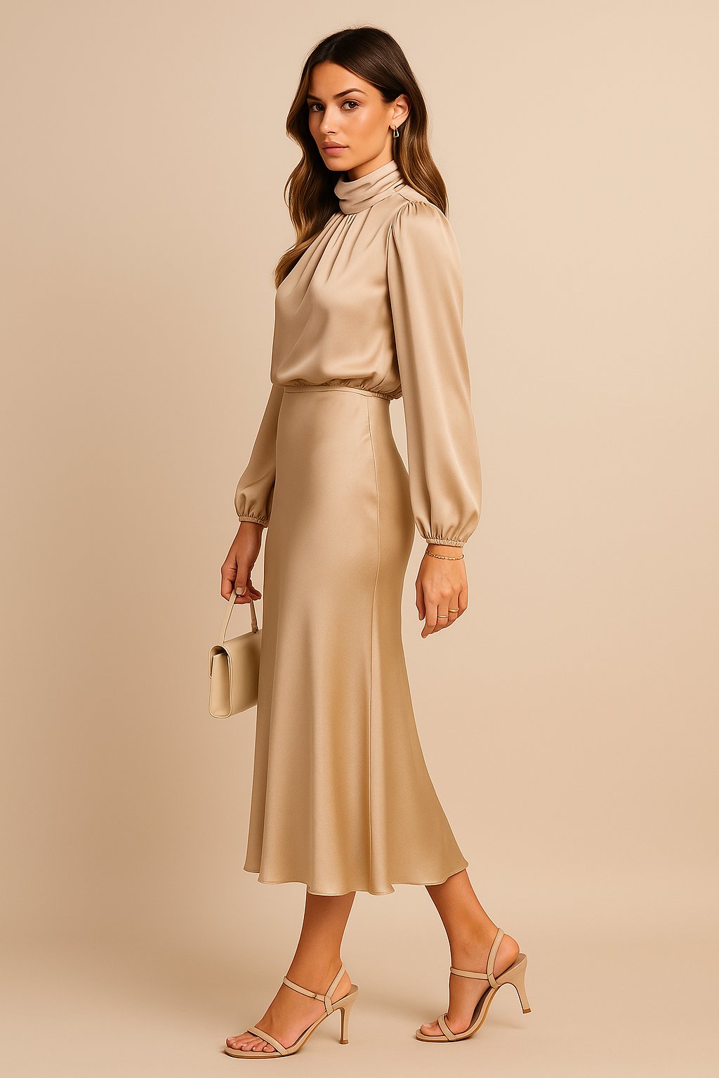 Women's Cocktail Satin Midi Party Dress