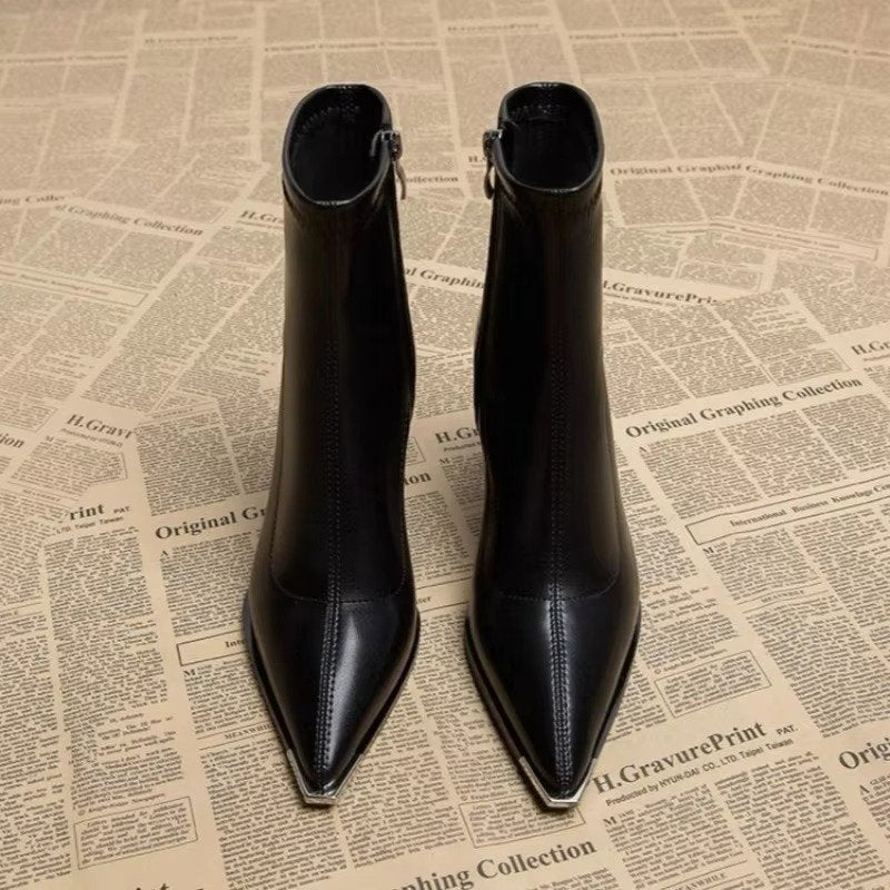 Women's Pointed-Toe Faux Leather Ankle Boots