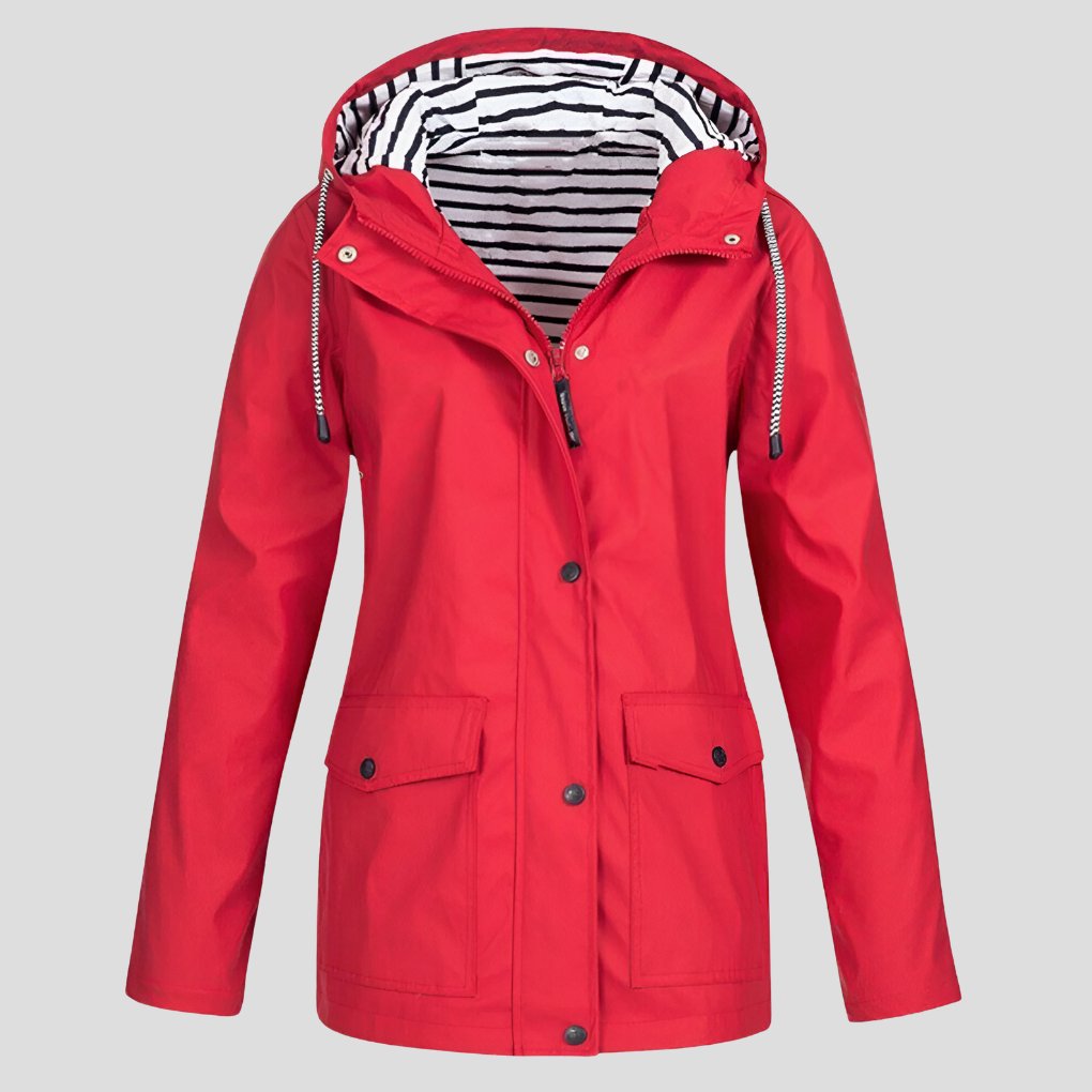 Women's Rain Waterproof Hooded Jacket - Red
