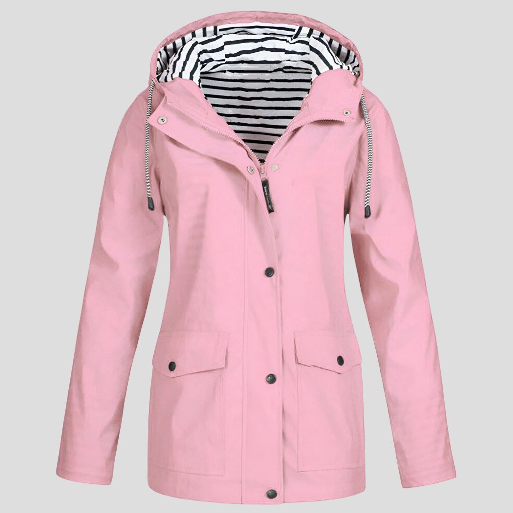 Women's Rain Waterproof Hooded Jacket - Pink