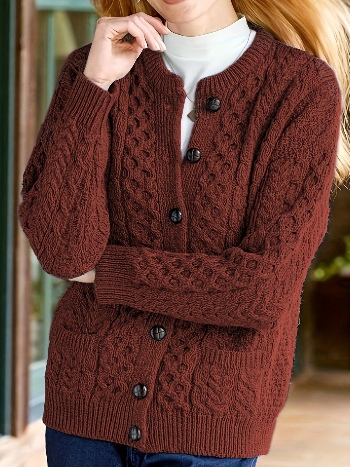 Women's Cable Knit Wool Cardigan