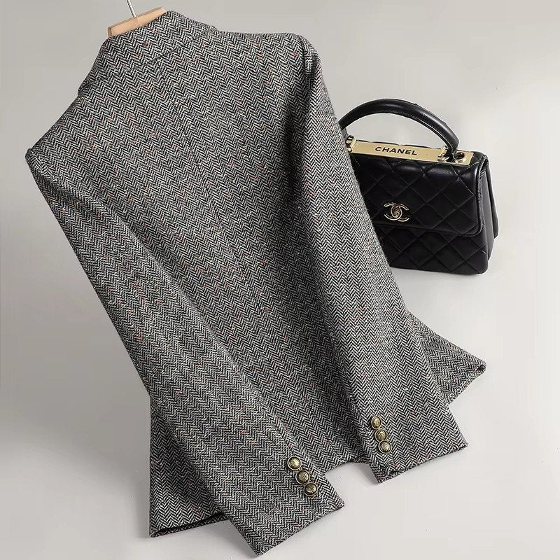 Women's Herringbone Wool Blazer