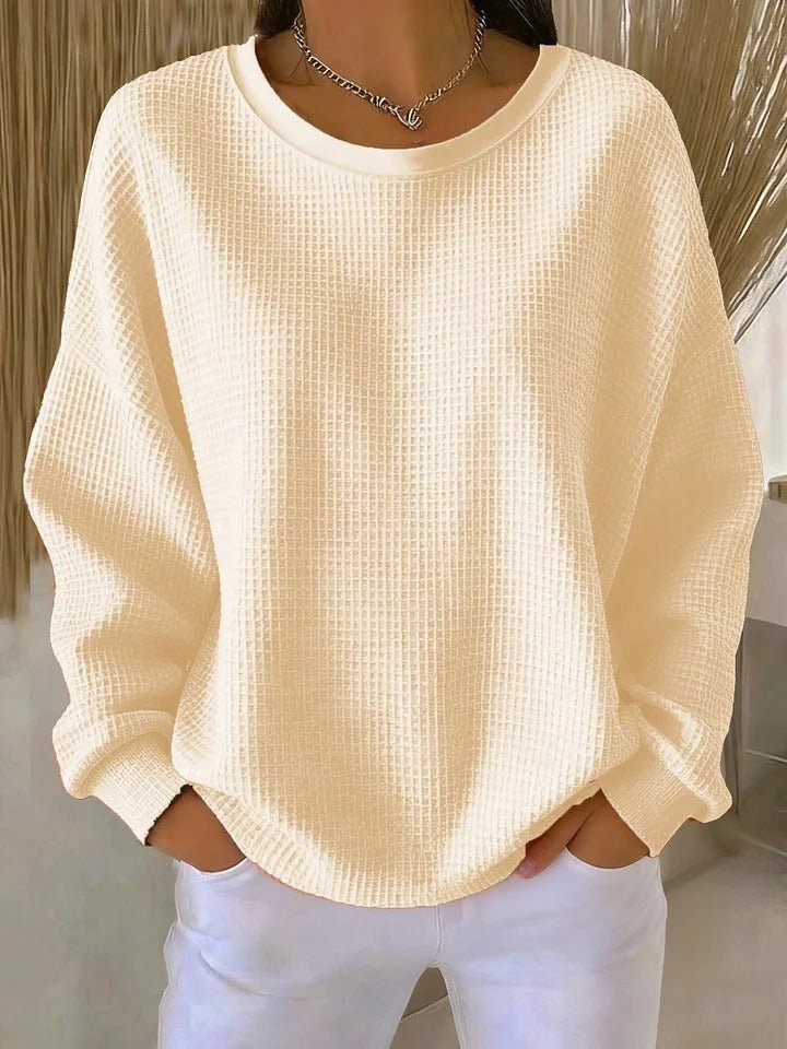 Women's Oversized Waffle Knit Jumper - Apricot