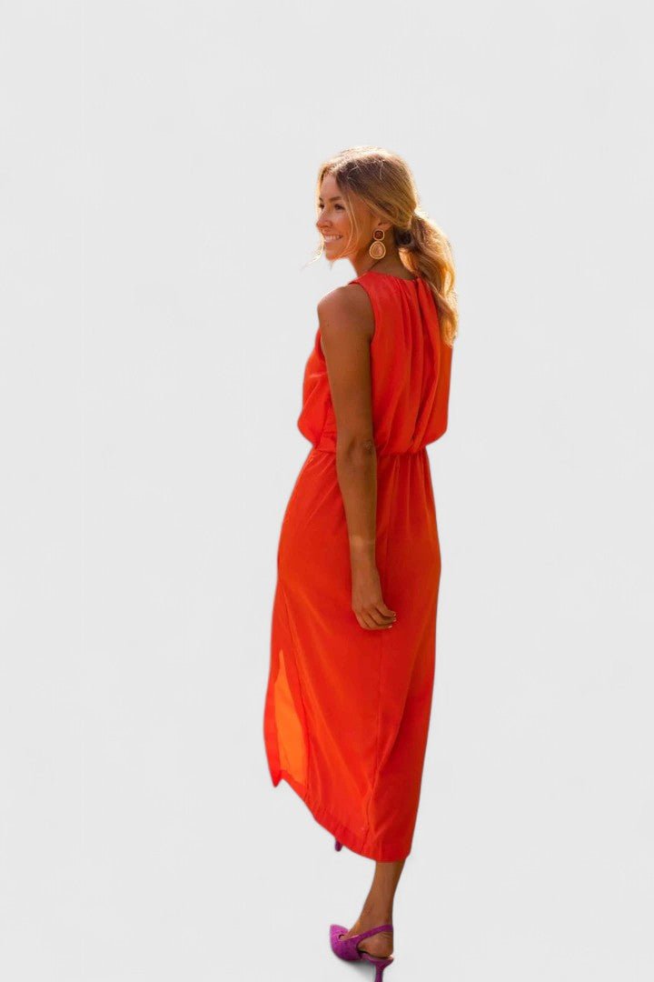 Women's Party Satin Halter Midi Dress