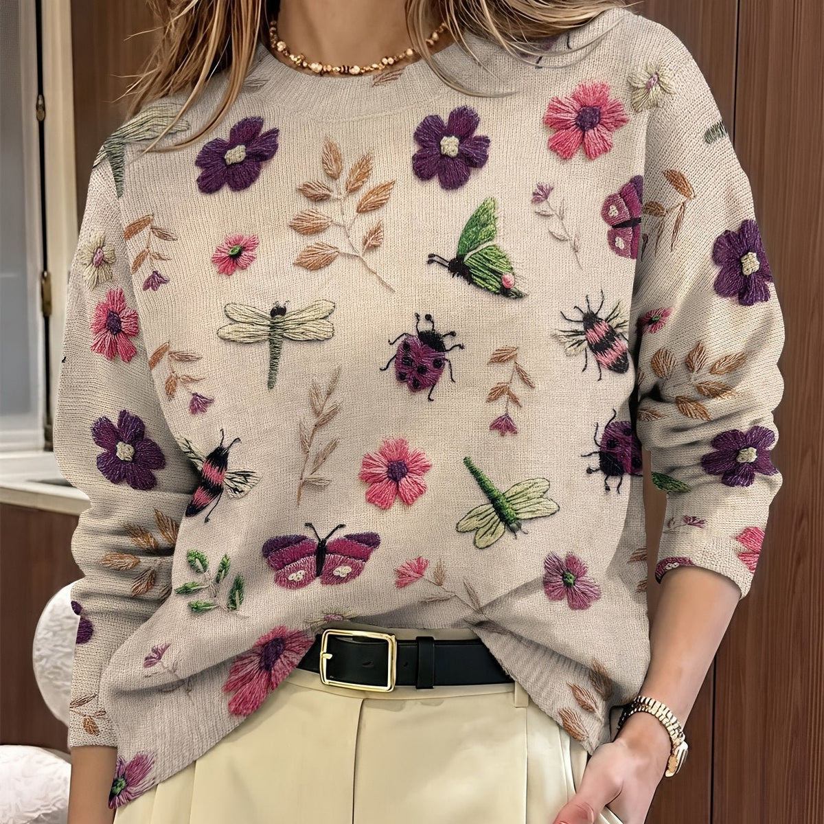 Women's Floral Jumper - Purple