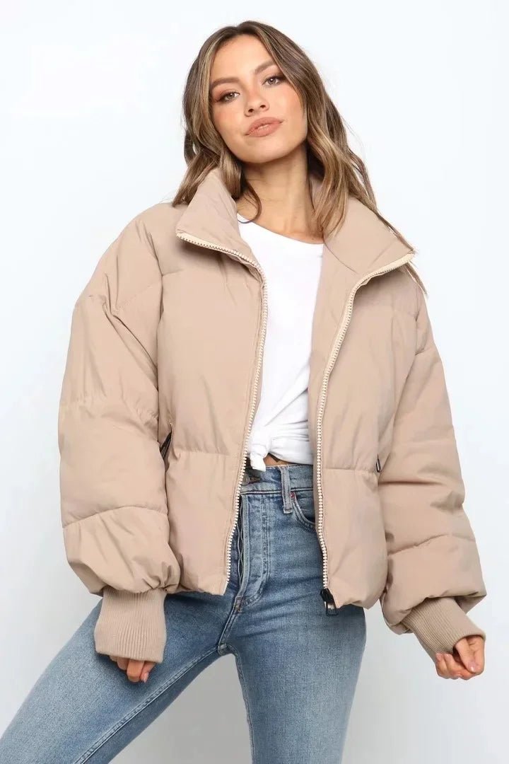 Women's Oversized Cropped Nylon Puffer Jacket
