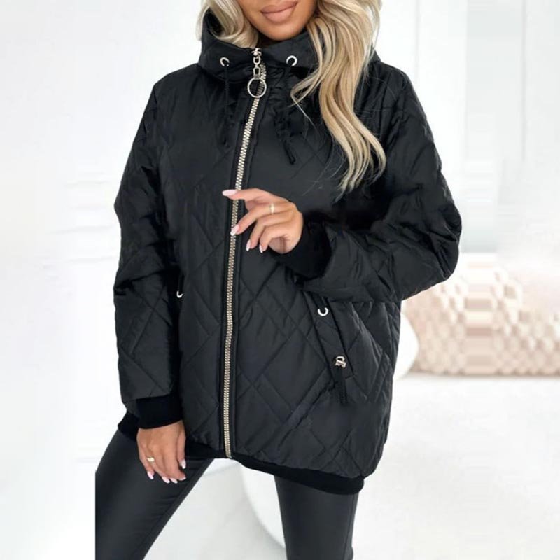 Women's Oversized Hooded Puffer Jacket - Black