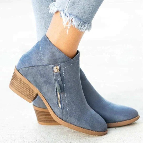 Women's Suede Ankle Booties - Blue
