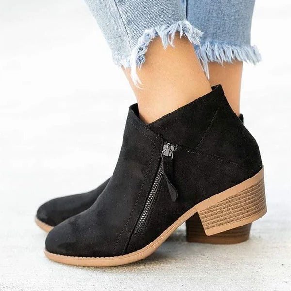 Women's Suede Ankle Booties - Black