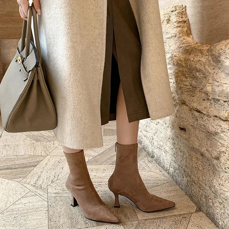 Women's Suede Pointed-Toe Ankle Boots