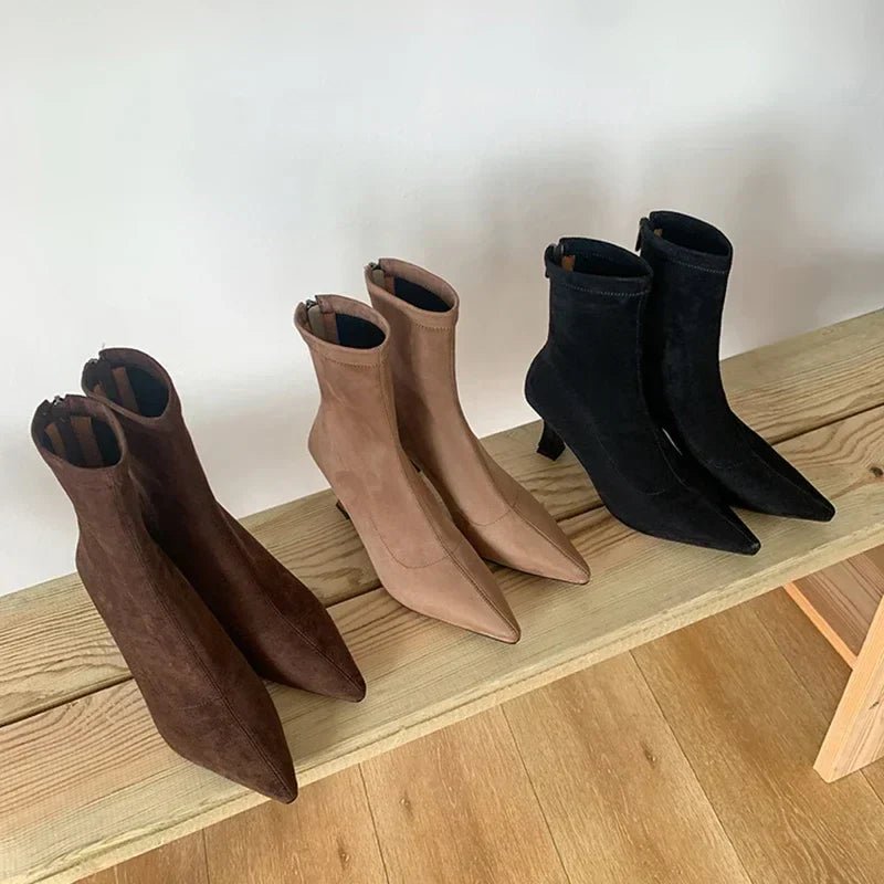 Women's Suede Pointed-Toe Ankle Boots