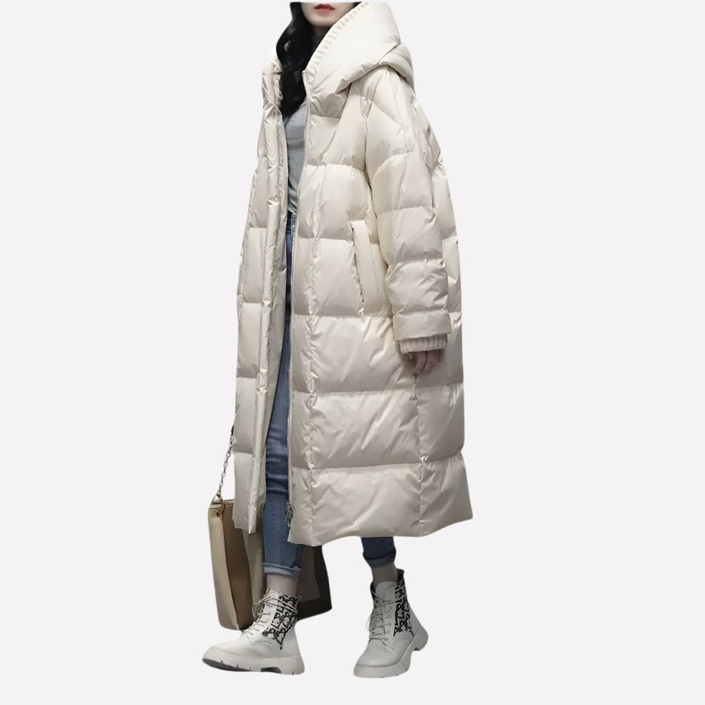 Women's Oversized Maxi Hooded Puffer Coat - White