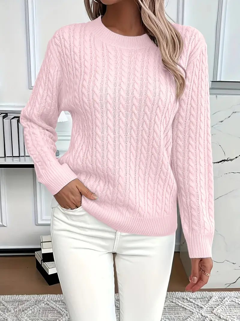 Women's Cable Knit Jumper - Pink
