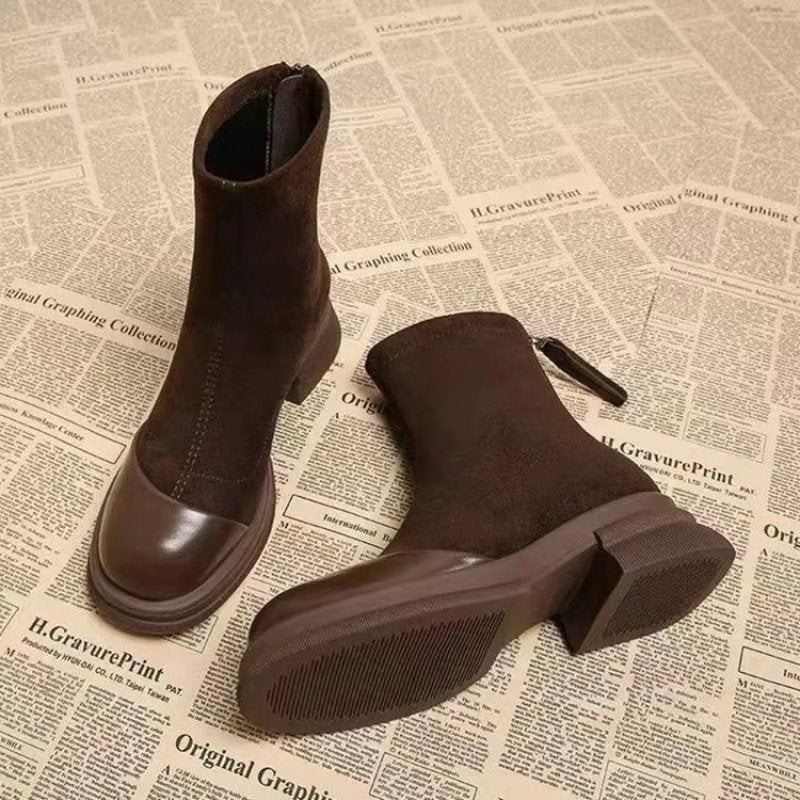Women's Suede Ankle Boots - Brown