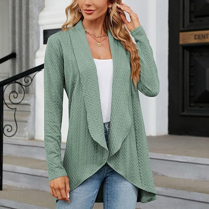 Women's Cable Knit Cardigan - Mint Green