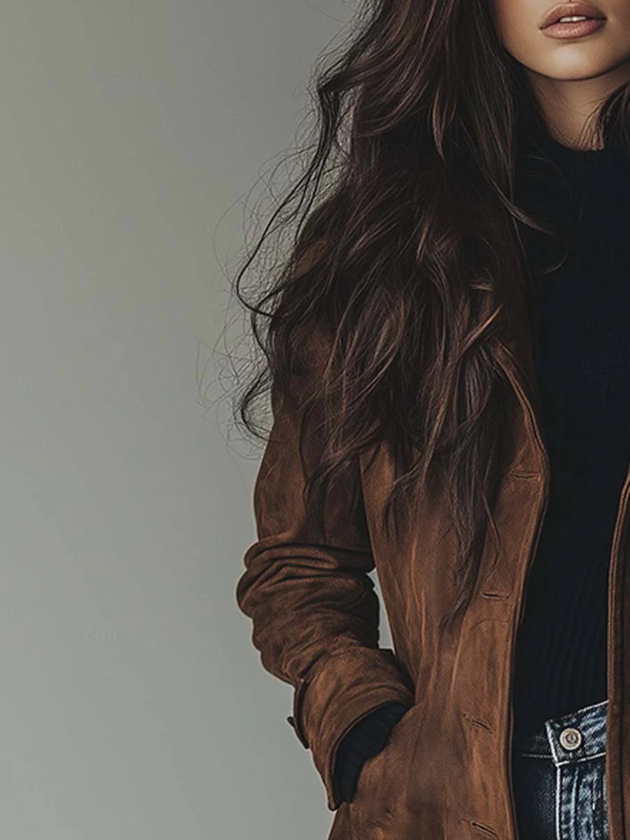 Women's Suede Longline Trench Coat