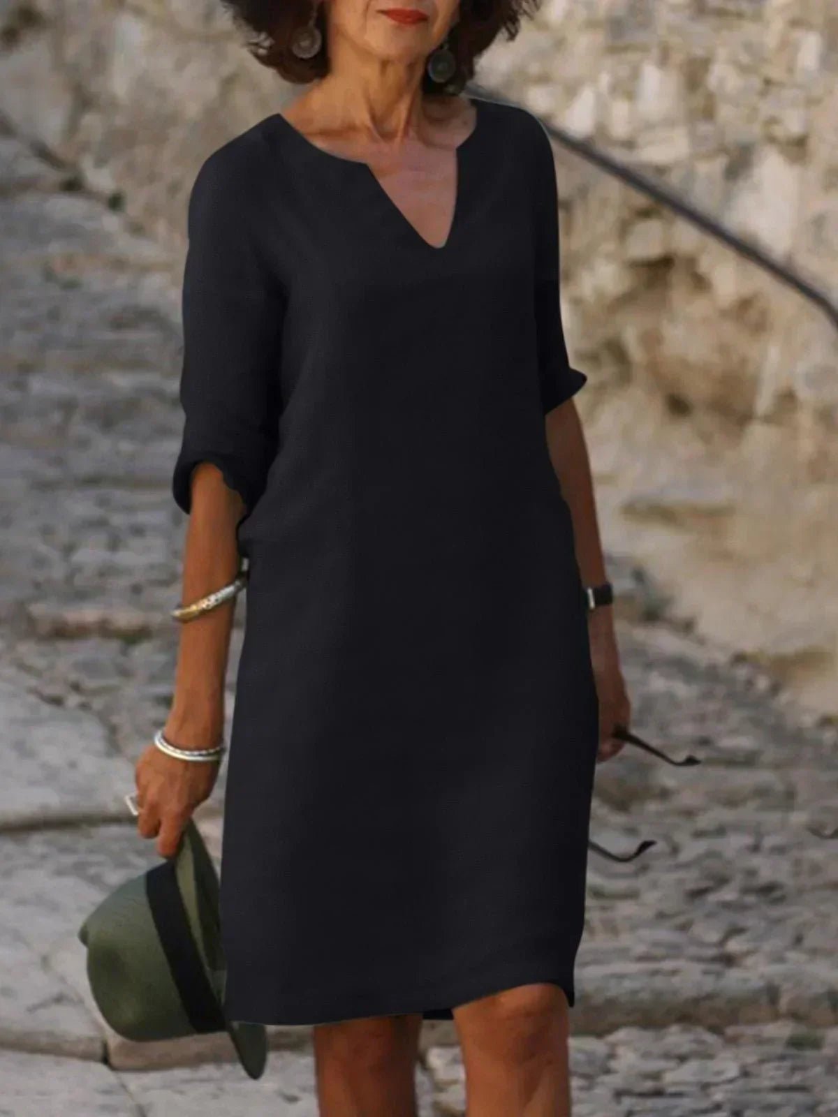 Women's Black Shift Dress - Black