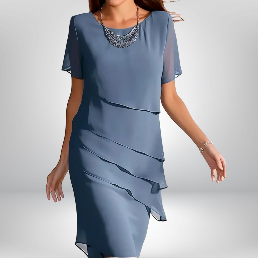 Women's Cocktail Chiffon Midi Party Dress